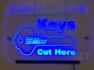 “Keys Cut Here” Ilco Sign 