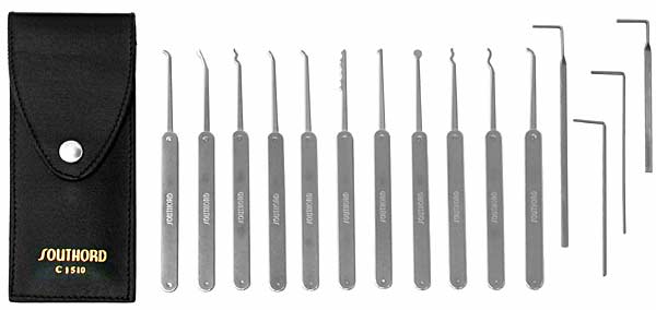 Slim-Line Type Lock Pick Set (w/Handles) - 15 Pc.