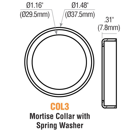 1/4" Mortise Cylinder Collar (Satin Chrome) w/ Spring Washer -by GMS